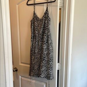 LOFT Elegant Black and White Patterned Dress 8